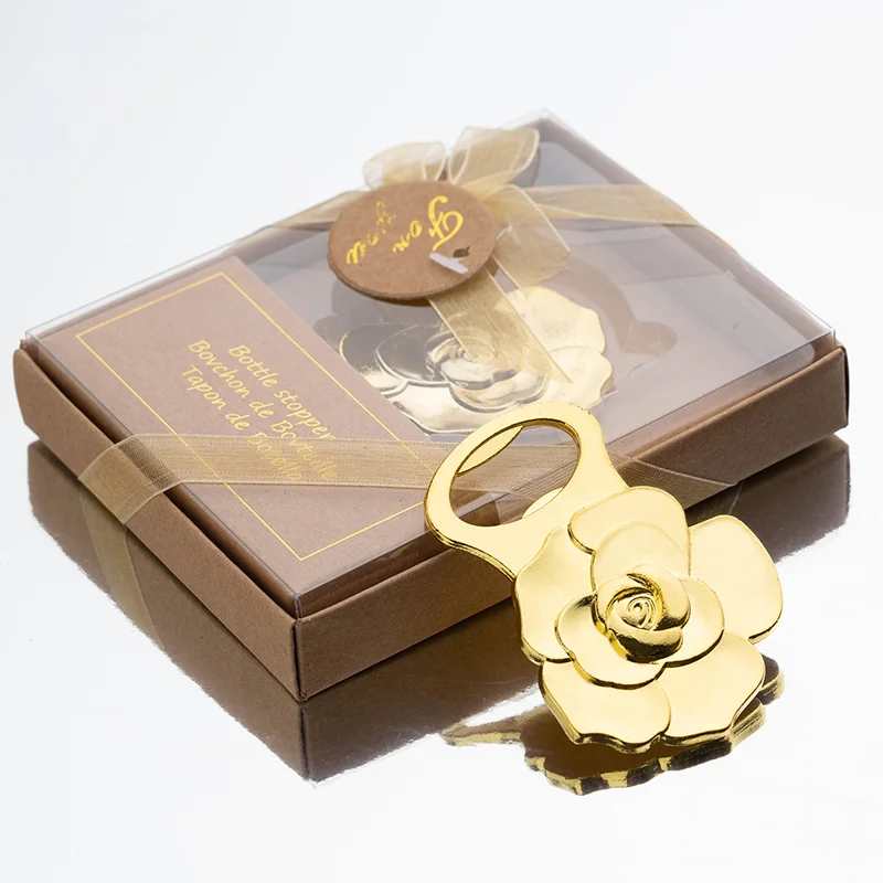 Guests Wedding Souvenirs Party Supplies Gold Rose Flower Beer Bottle Opener Wedding Favors Gifts A116