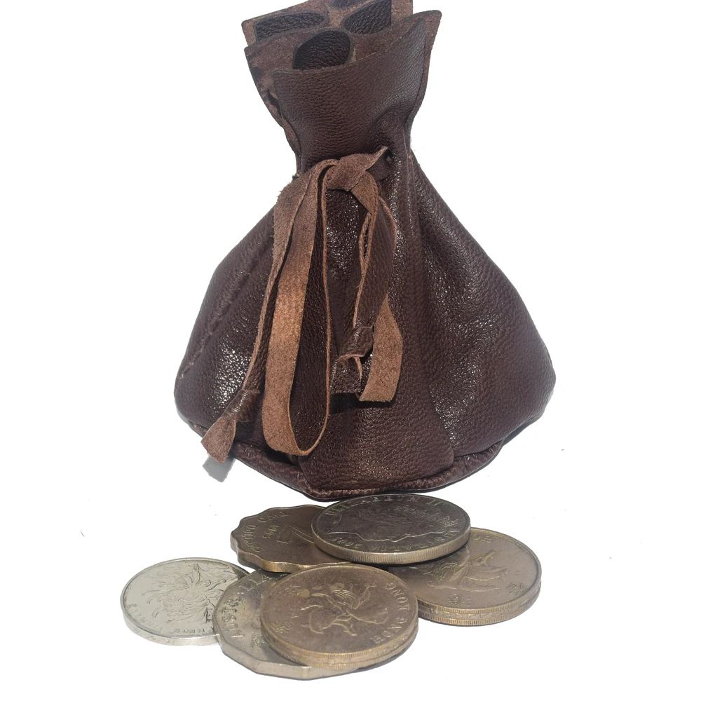 Fashion Lambskin Coin Pouch Super Soft Real leather Drawstring Bag Ear-ring Organizer