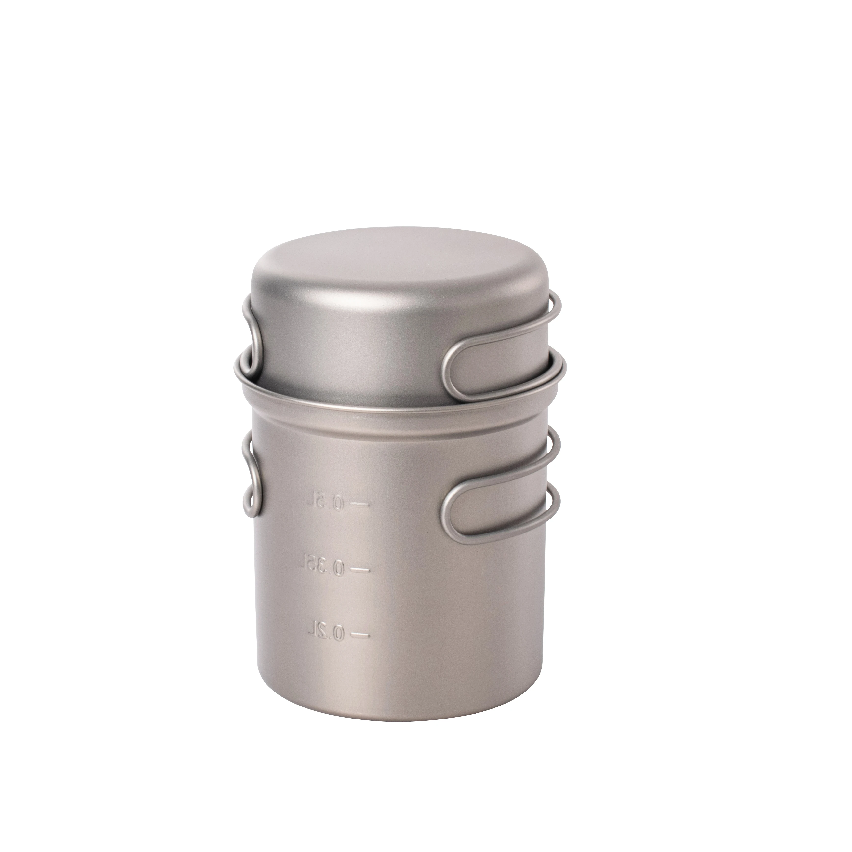 4pcs Ultralight Portable Durable Titanium Cookset 2 pot 2pan for outdoor camping hiking picnic