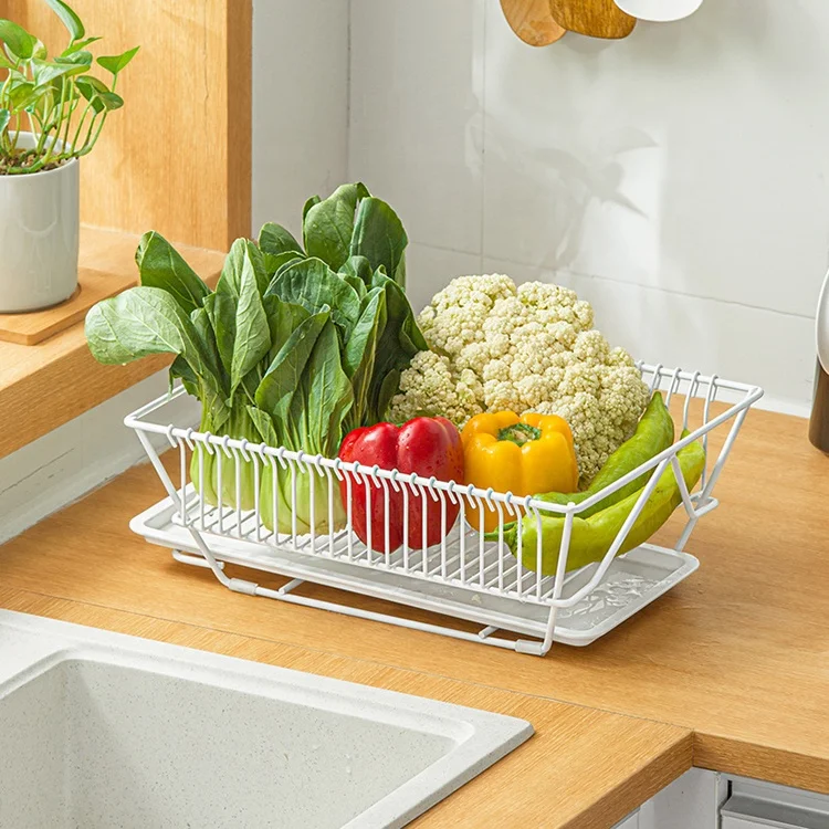 Online Dish Drying Rack with Drainboard Drainer Kitchen Light Duty Countertop Utensil Organizer Storage for Home