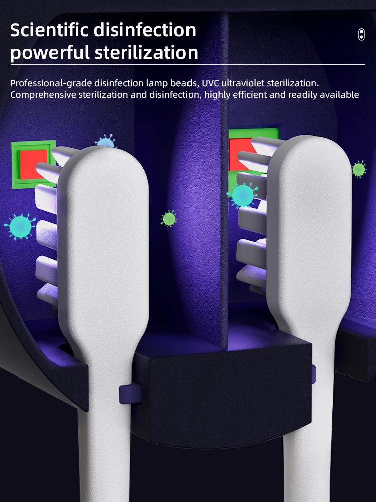 wall mounted Intelligent automatic sensing mini portable  toothbrush sanitizer USB rechargeable for two toothbrushes