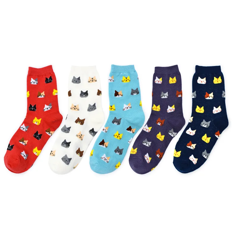 Cute animals cats vivid color cheap brand socks girls ladies fashion korean socks for women