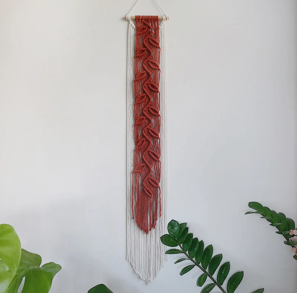 Handmade Chic Bohemian Wall Art Boho Leaves Macrame Tapestry Cotton Woven Hanging for Bedroom Living Room Nursery Office