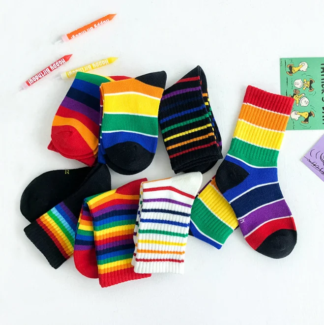 
Kids Colorful Girls Crew Fancy Colored Boy Sports Baby Socks Rainbow 