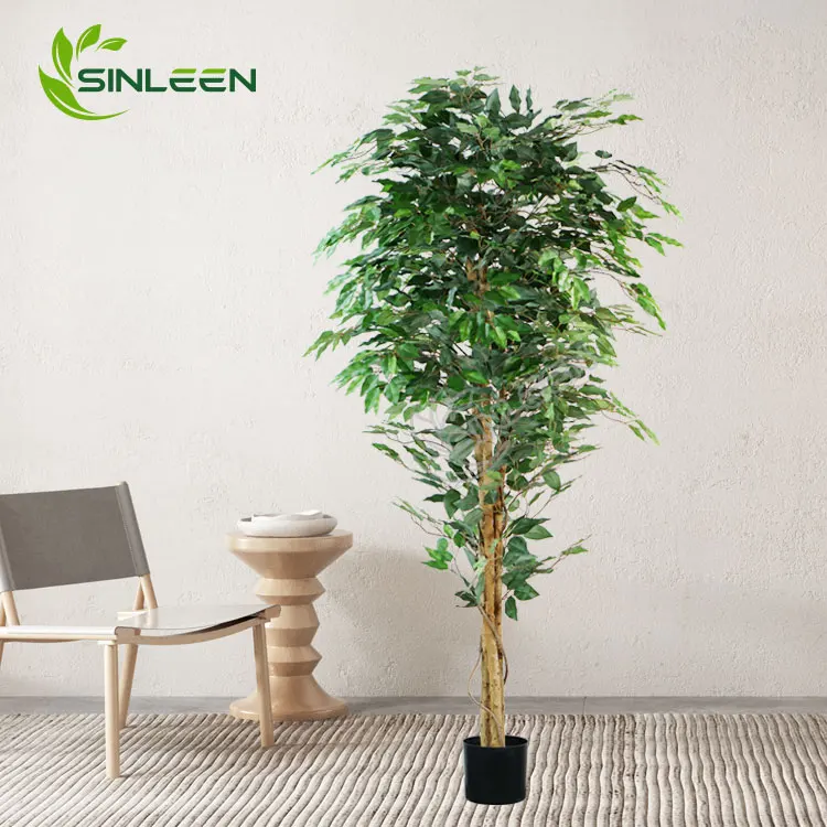 Plant Decoration For Home Fake Tree Artificial Decor Simulated Green Bonsai Faux Ficu Microcarpa Ficus Benjamina