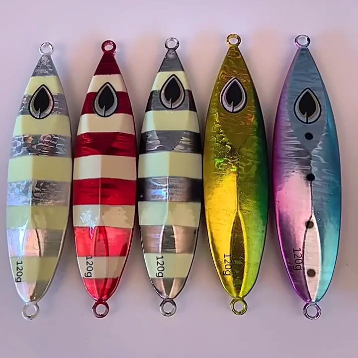 Top Right JIG107 80g 100g 120g Slow Sinking Metal Jig Long Luminous Sea Fishing Lead Fishing Lure Casting Metal Hard Bait