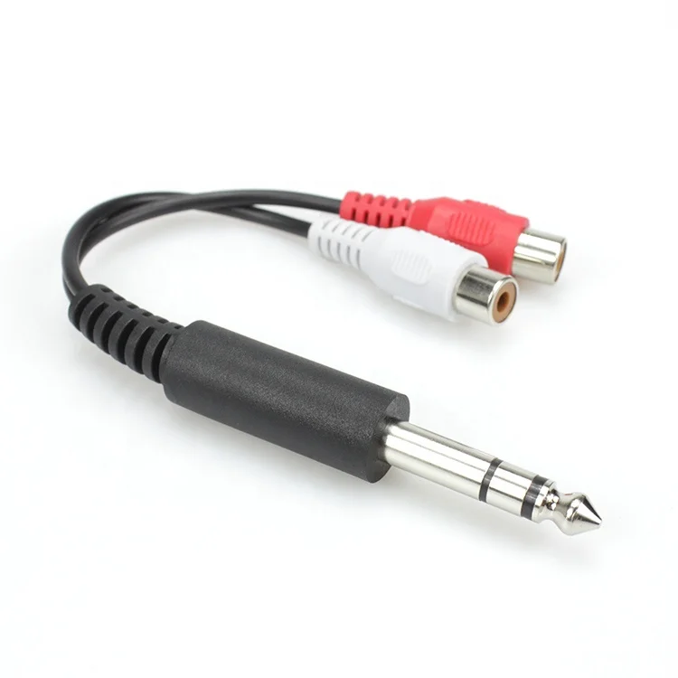 6.35mm 1/4 inch Male TRS Stereo Plug to 2 RCA Phono Female Audio Y Splitter Cable