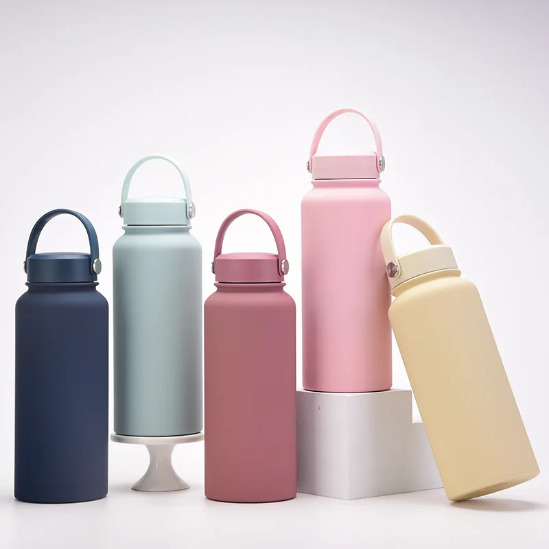 1L Stainless Steel Bottle Double Wall Insulated Vacuum Flask Powder Coated Metal Water Bottle For Sports