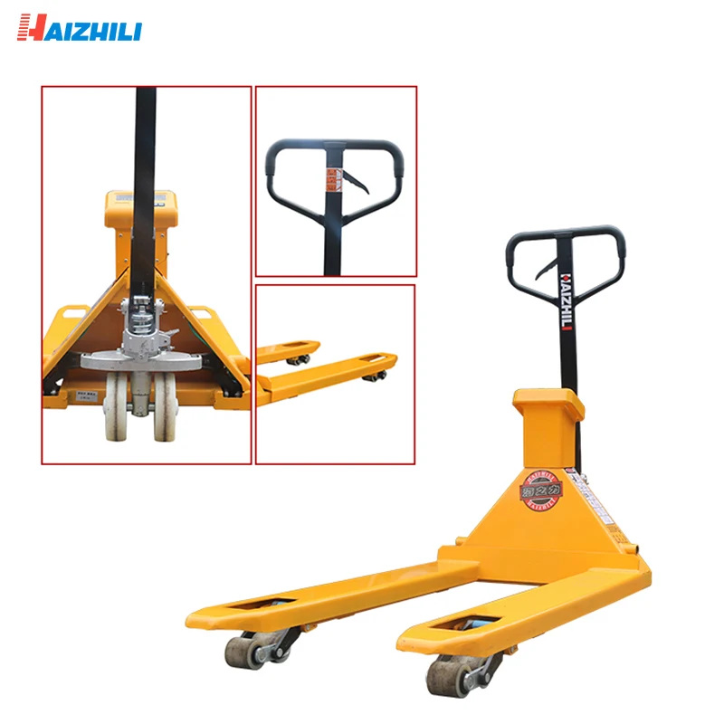 Haizhili Handing Equipment Accept Customized Construction Works Digital Scale Hand Pallet Truck