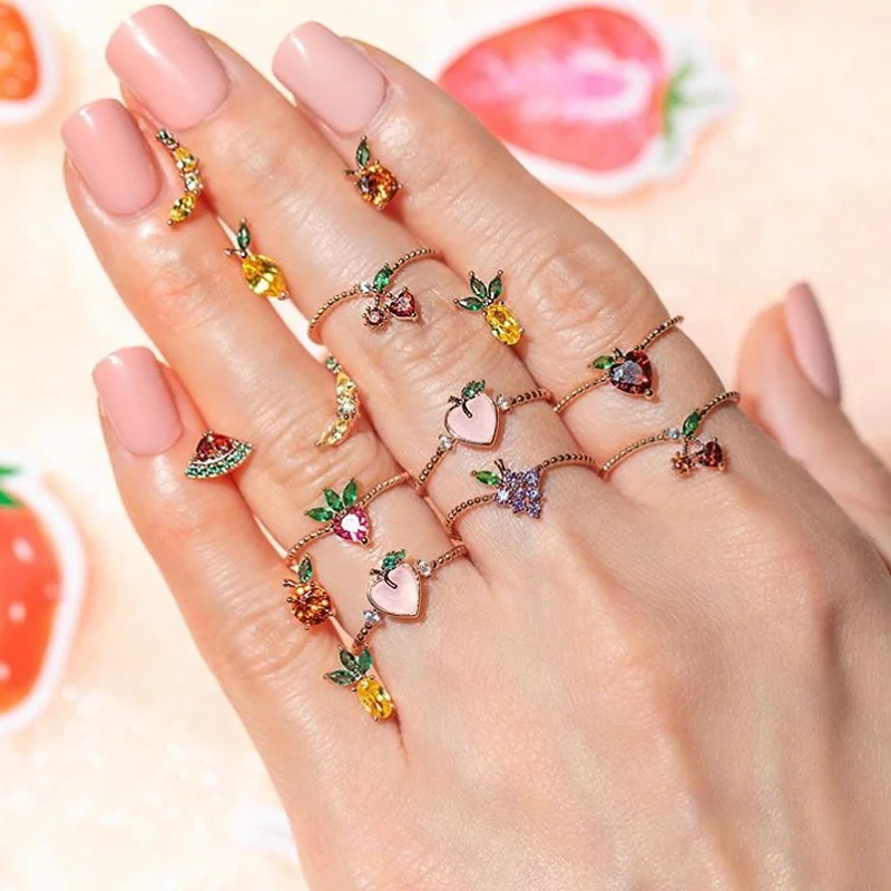 New fun wild fruit ins wind sweet girl index finger ring