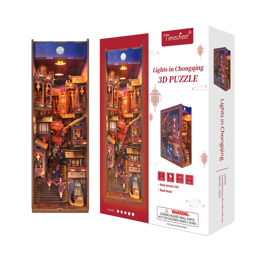 Tonecheer Lights in Chongqing diy Book Nook Kit TQ121 assembled Toys model Kit puzzle 3d