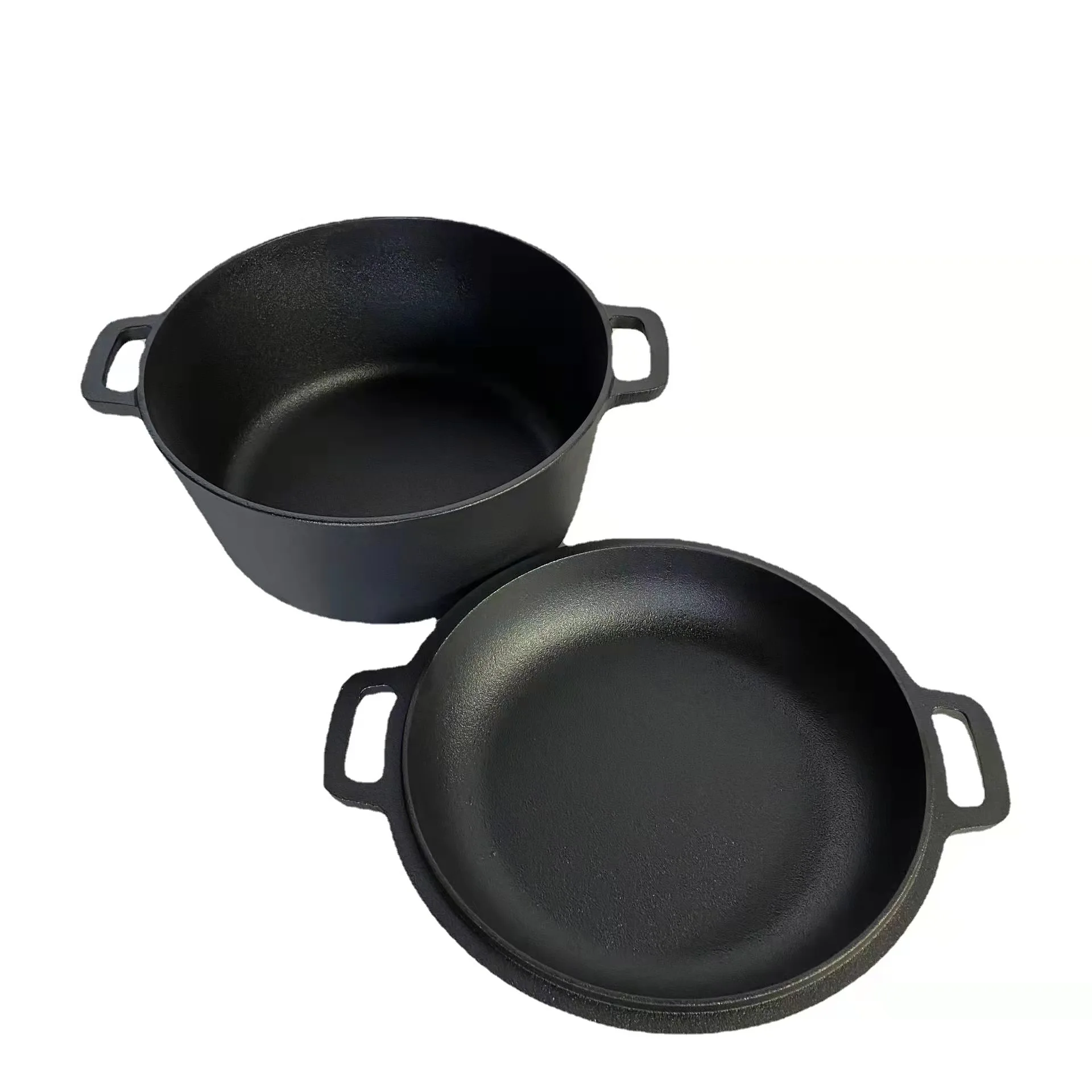 cooking pots chefmate Pre-seasoned double-purpose cast iron casserole with cast iron fry pan lid dutch oven