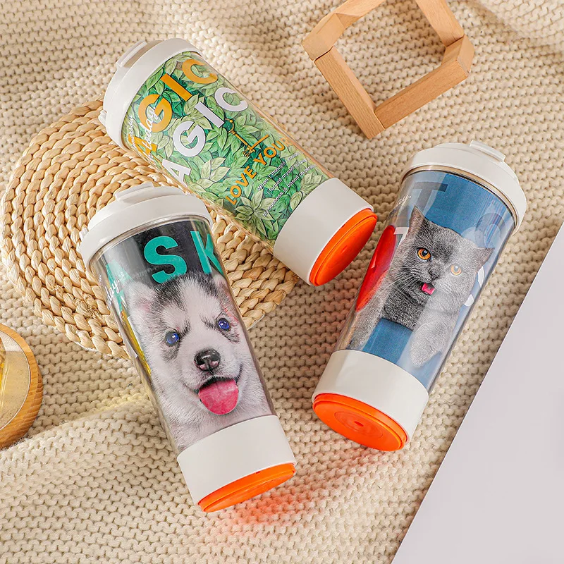 Paper Insert Tumbler Insulated Photo Insert Coffee Mug Diy Picture Travel Mug 16oz Stainless Steel Plastic cup