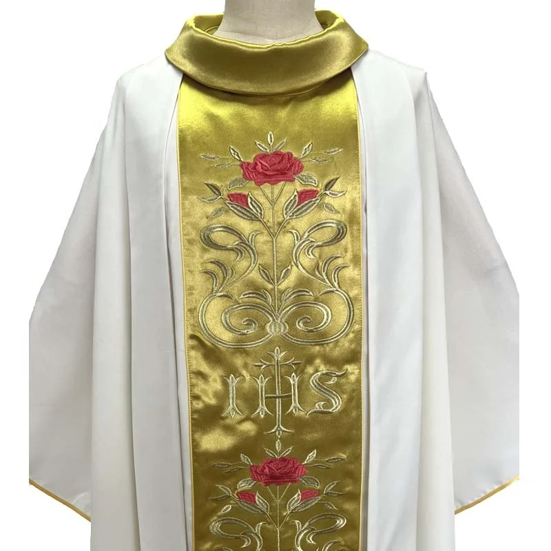 Hot sale Chasuble with Gold and Red embroidery Father Priest Chasuble with stole