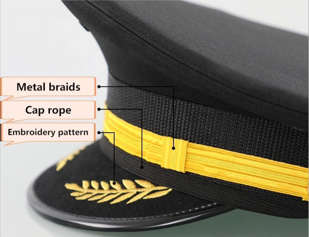 Customize Cap Badge Security Guard Uniform Dress Hats Officer Uniform Peaked Cap