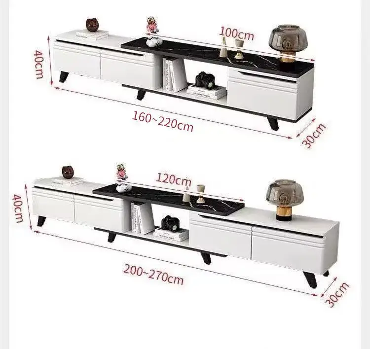 TV Console with 3 Drawers Modern Extendable TV Stand in Stretch for TVs  Entertainment Center Media Stand with Adjustable Height