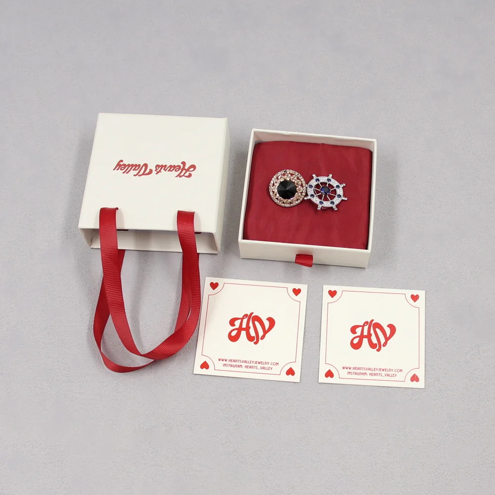 New Style Factory Wholesale Ring Necklace Bangle Wedding Gift Packaging Custom logo Jewelry Box with Ribbon Handle