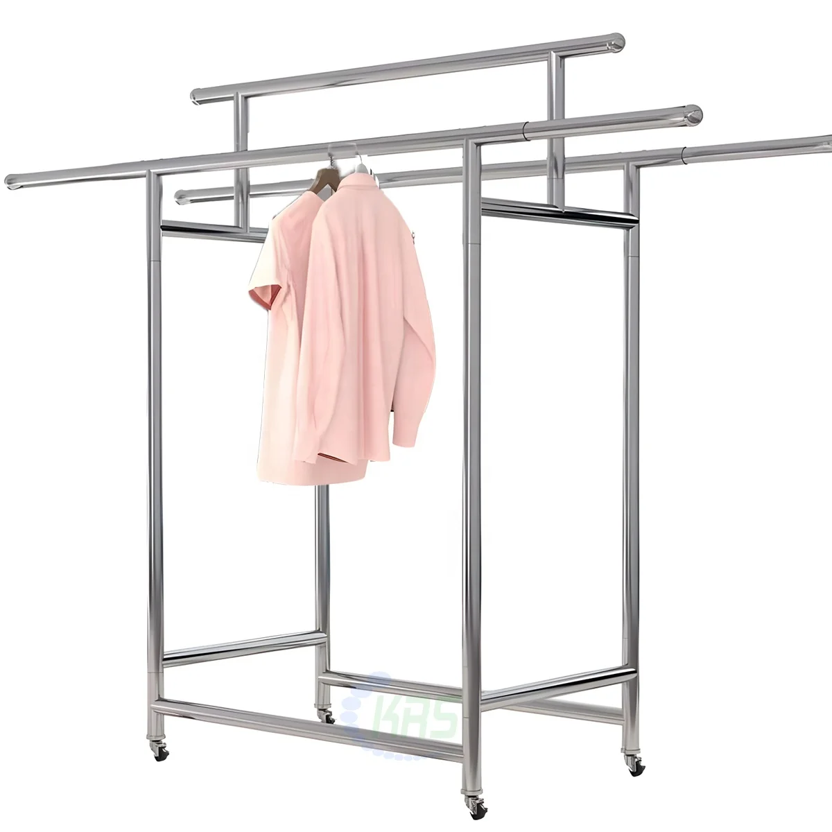 Wholesale karisin Coat Rack stainless Steel Clothes Garment Rack Adjustable foldable pipe Clothing towel rack With Shelf