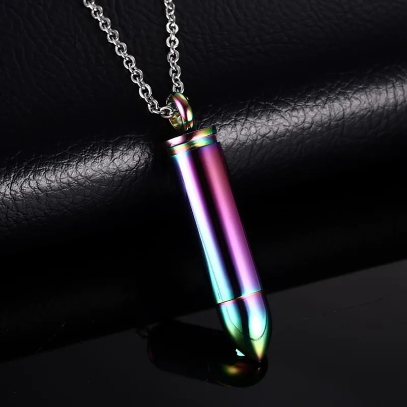 Stainless steel jewelry bullet pendant Rust steel men pendant necklace can be unscrewed to install a note