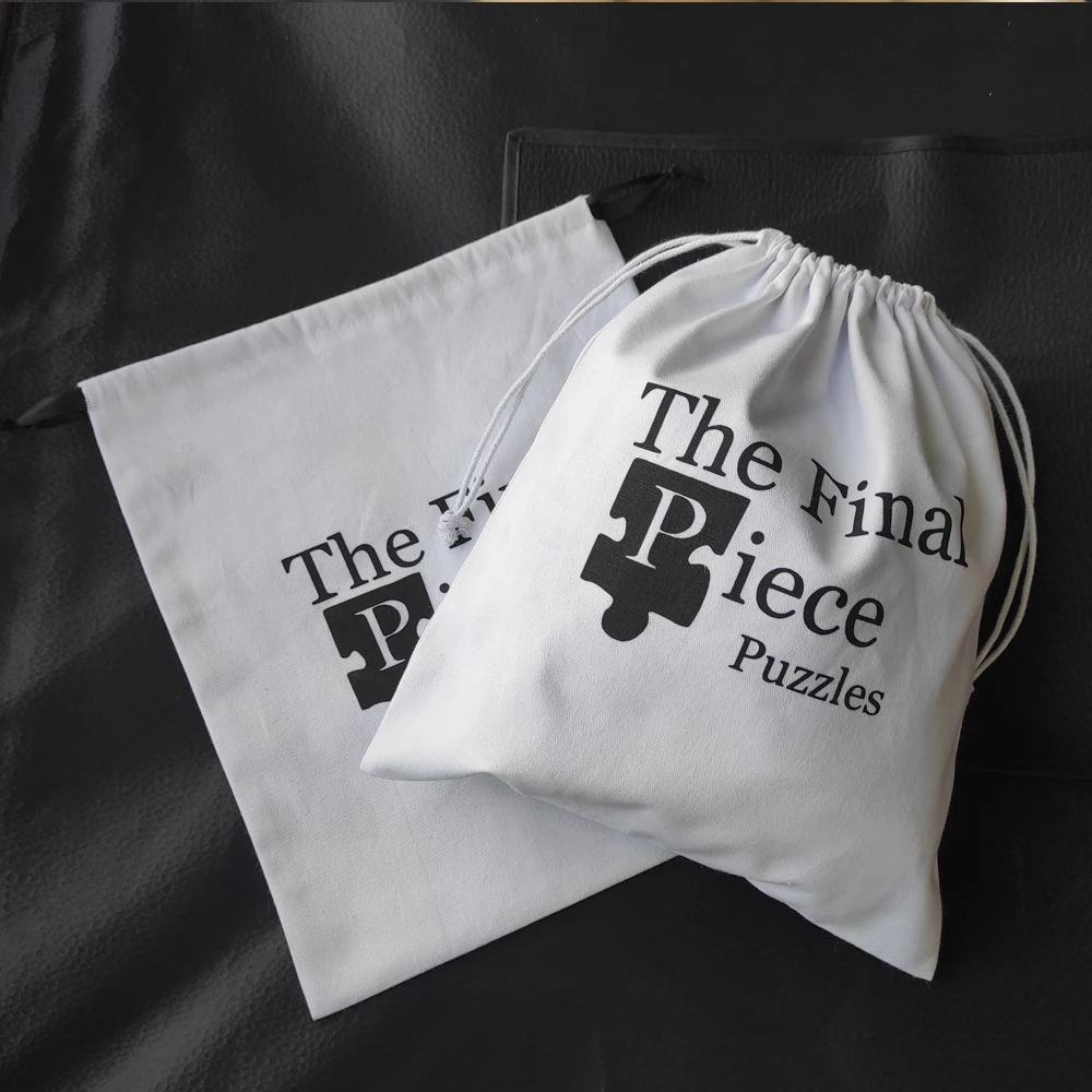 Reusable Eco friendly Custom logo drawstring pouch canvas cotton tote large round dust handbag Bag