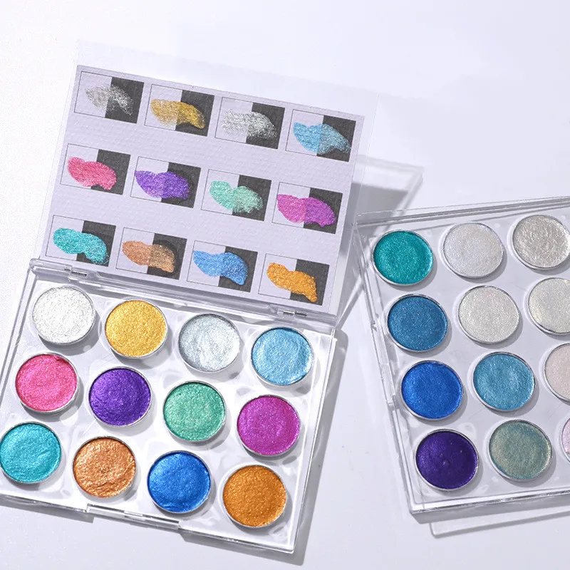 NEW high quality 12 IN 1 watercolor solid powder chrome nail Pigment Highlight grading Powder for nail art