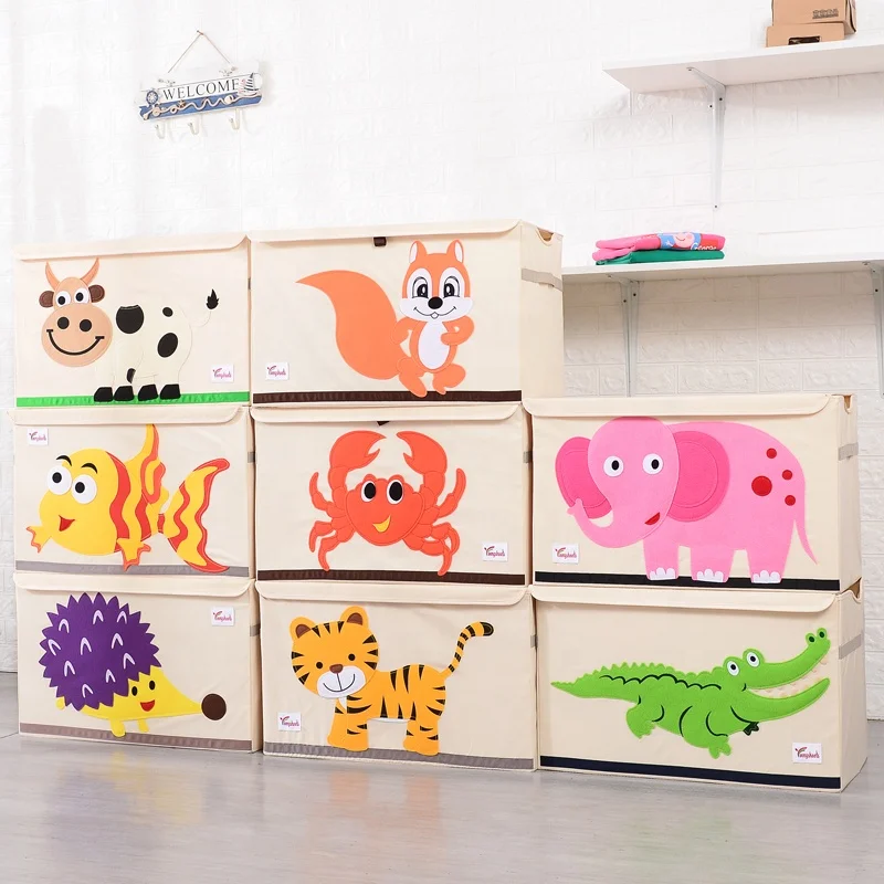 Popular Fabric Animal Printing  Cute Idea Cube Kids Toy Storage Box Cloth Organizer With Wholesale New Design