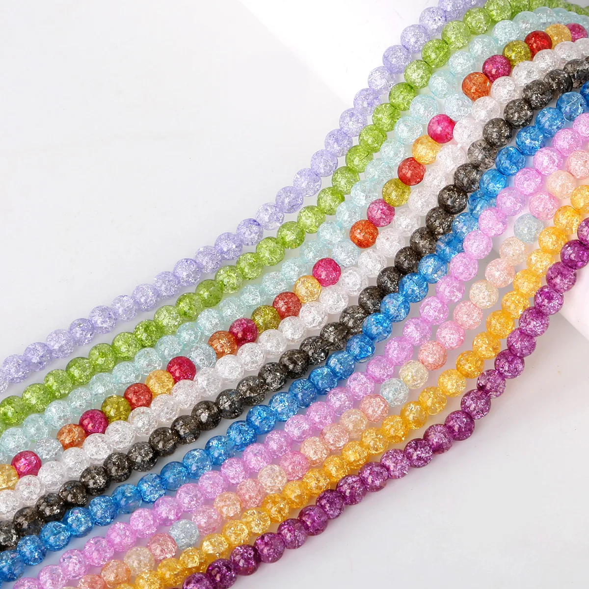 6 8 10mm crushed glass beads burst Handmade diy jewelry making loose crackle glass beads