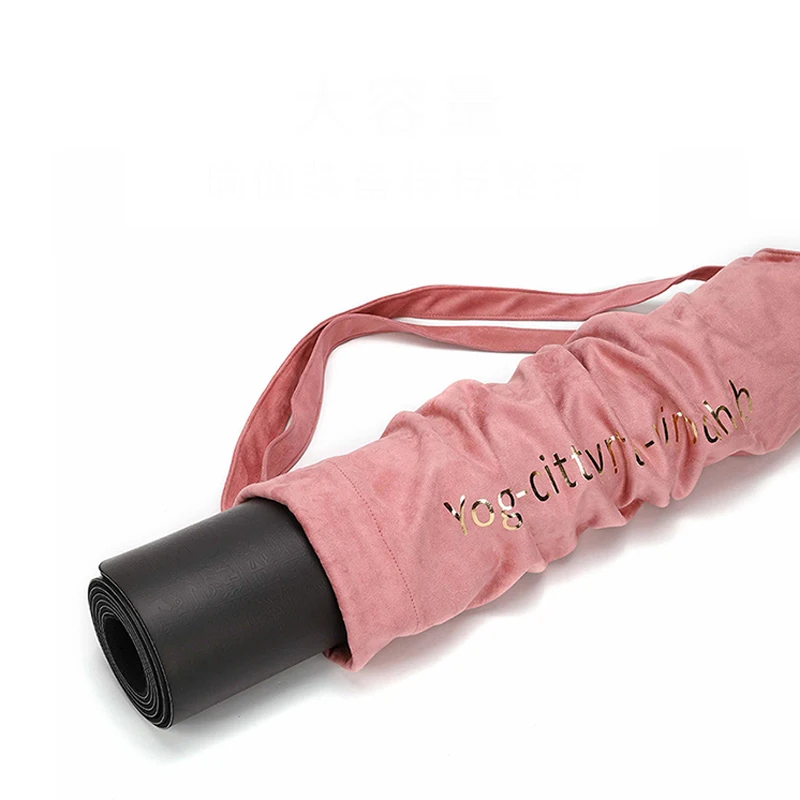 
Large Size Microfiber Suede Yoga Mat Bag Sports bag With Gold Stamping Logo 