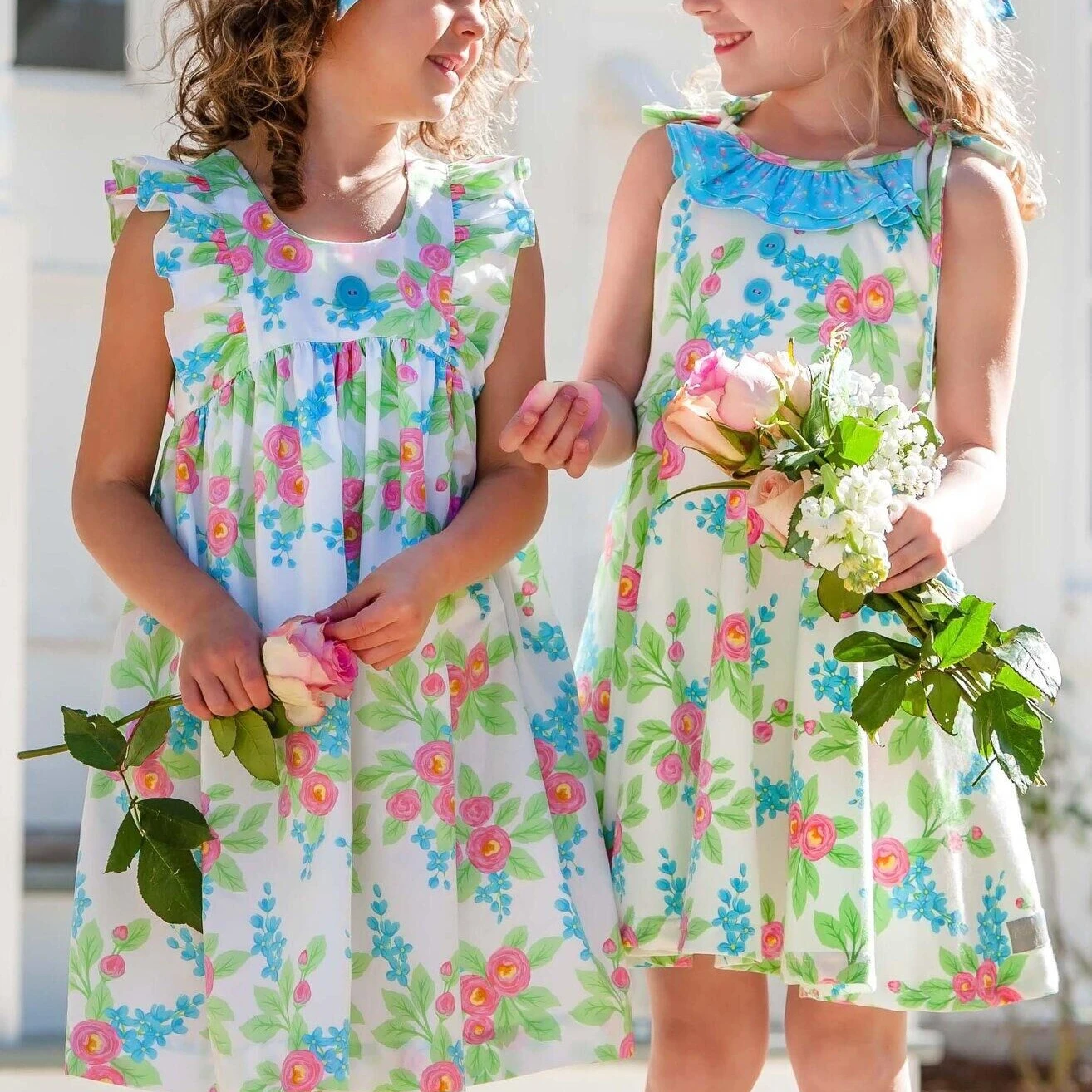 colorful flower girl dress fancy kids dress best selling 100% cotton bulk clothing for sale