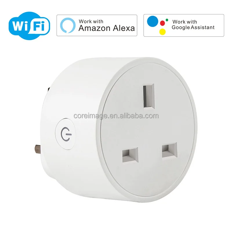 Hot selling tuya smartlife wifi UK 16A smart plug socket with energy monitor app remote and Alexa/google assistant voice control