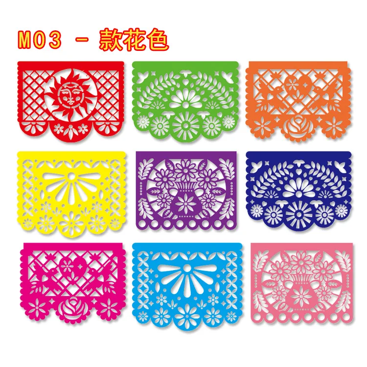 Mexican Theme Carnival Queue Party Decoration Square Banner Decorated Felt Flags Garland Day of The Dead Banner Skull Pattern