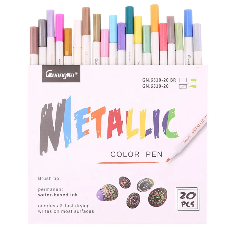 DIY photo alnum card making Premium 20 colors water-based metallic micron marker pen set with fine point