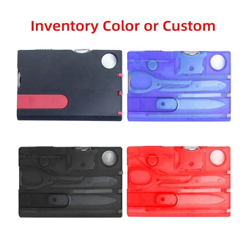 Pocket Knife Card Edc Multi Tool EDC Card Transparent Card Multi Tool, Scissors Tweezers Ruler Knife Combine Tool Kits In Box