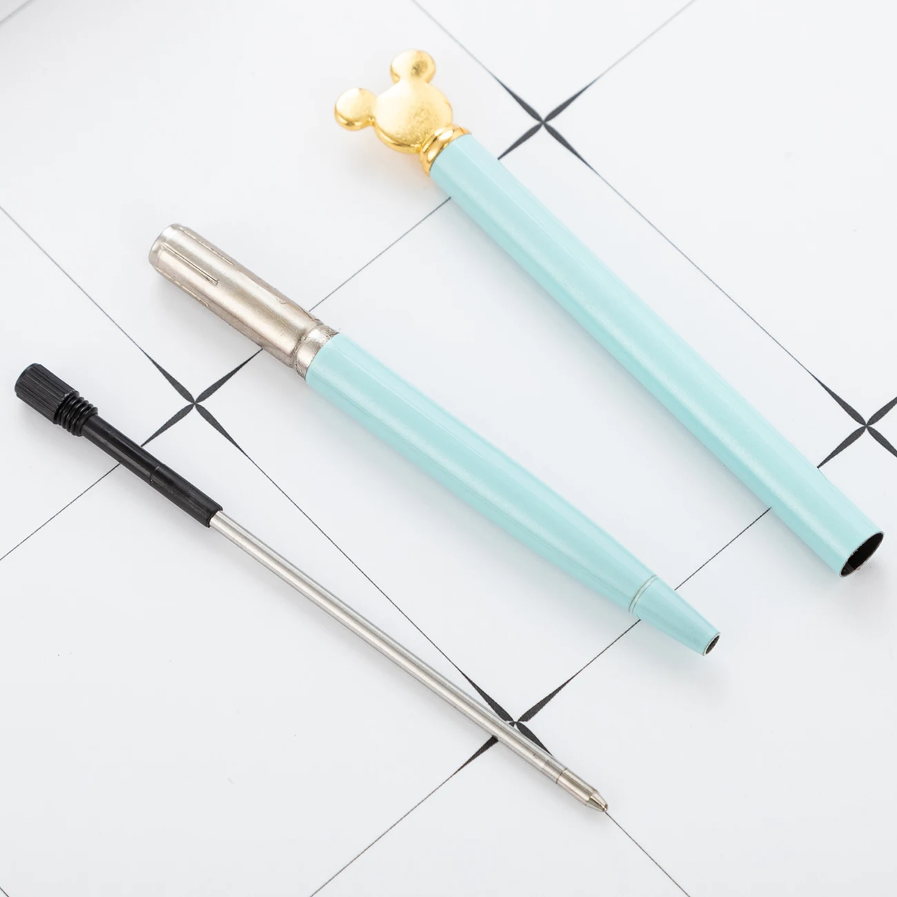 Shuhao Pen Factory Wholesale Creativity Fancy Cute  Mouse Head Top Metal Ballpoint Pen Aluminum Tube Ballpoint Pen
