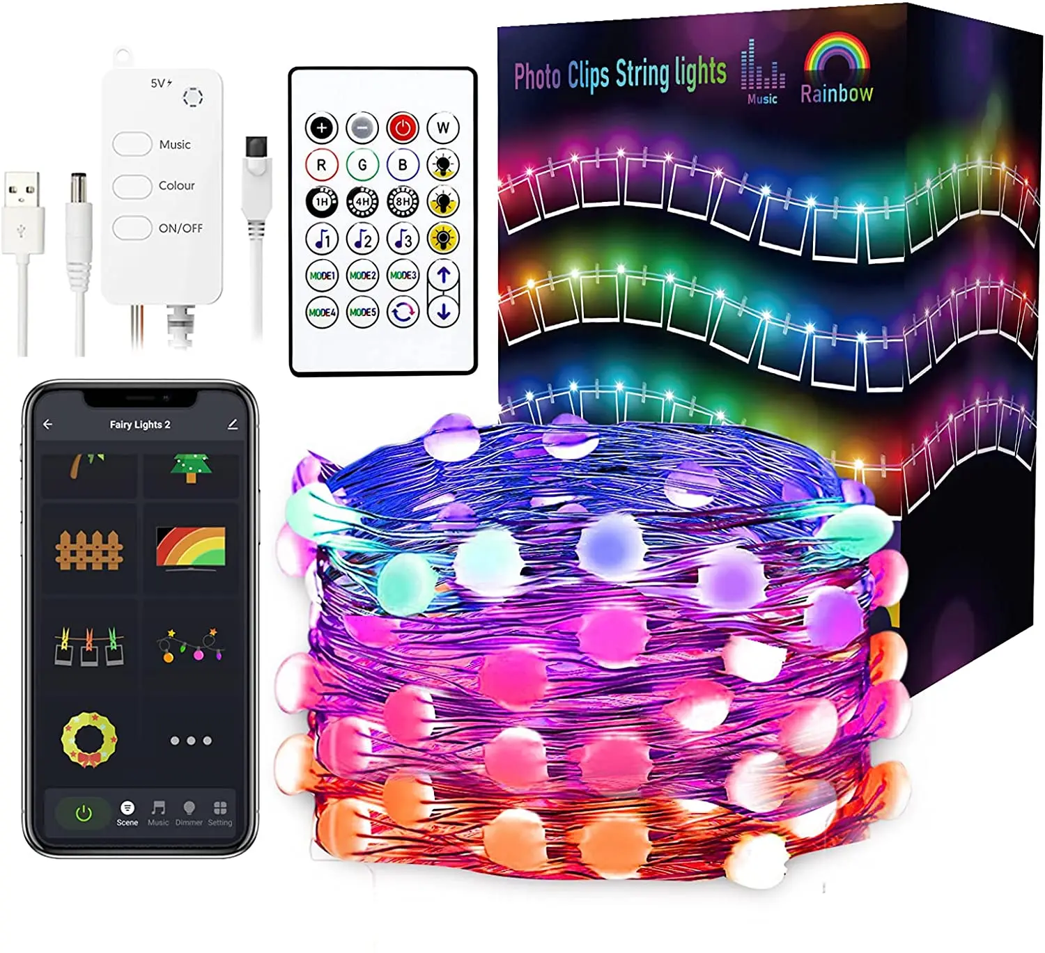 
WIFI APP Control Smart Life Photo Clip String Lights 5M 10M 20M Voice Control Outdoor Waterproof String Lights 