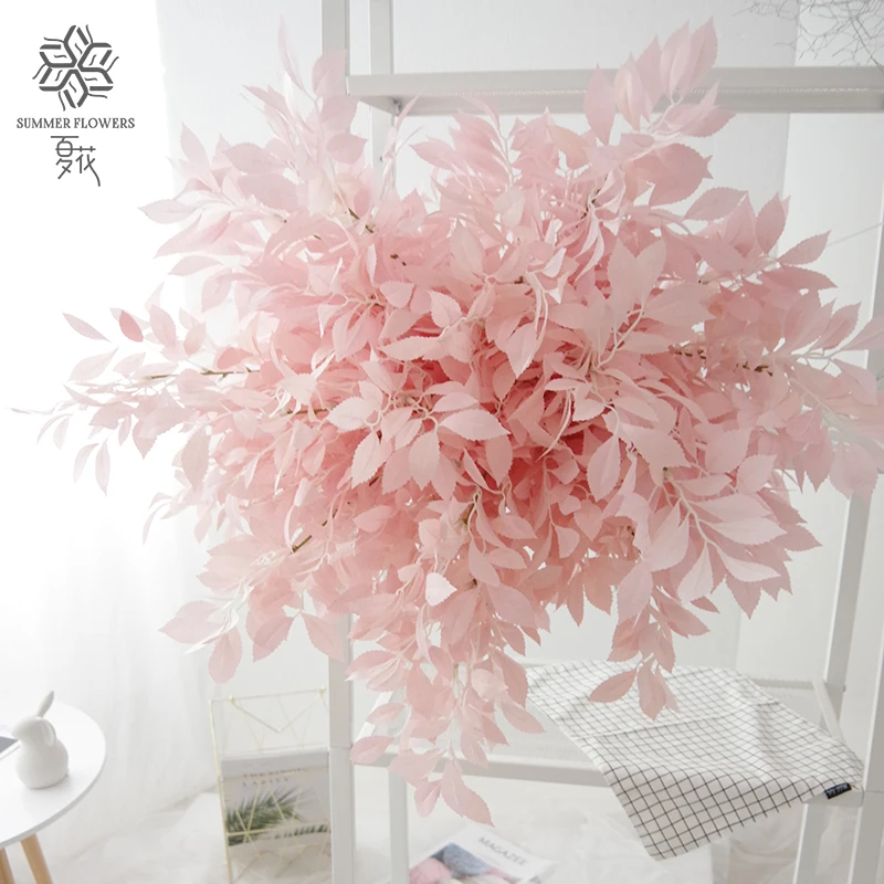 Plastic Artificial Jujube Leaves Branch Tropical Faked Pink Leaf for Home Decor Indoor Leaves