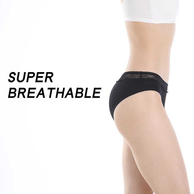 Shanhao OEM custom lace organic cotton bragas menstruales bamboo period leakproof panties womens menstrual panties