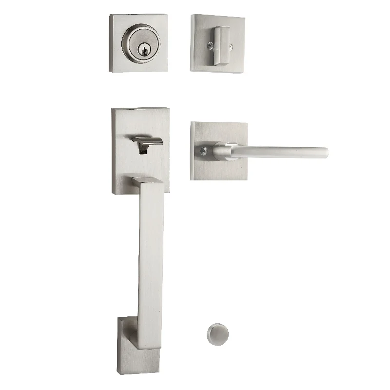 Modern Exterior Door Handle Set with Door Handle Lever and Single Cylinder Deadbolt Front Entry Door Handle set Lock