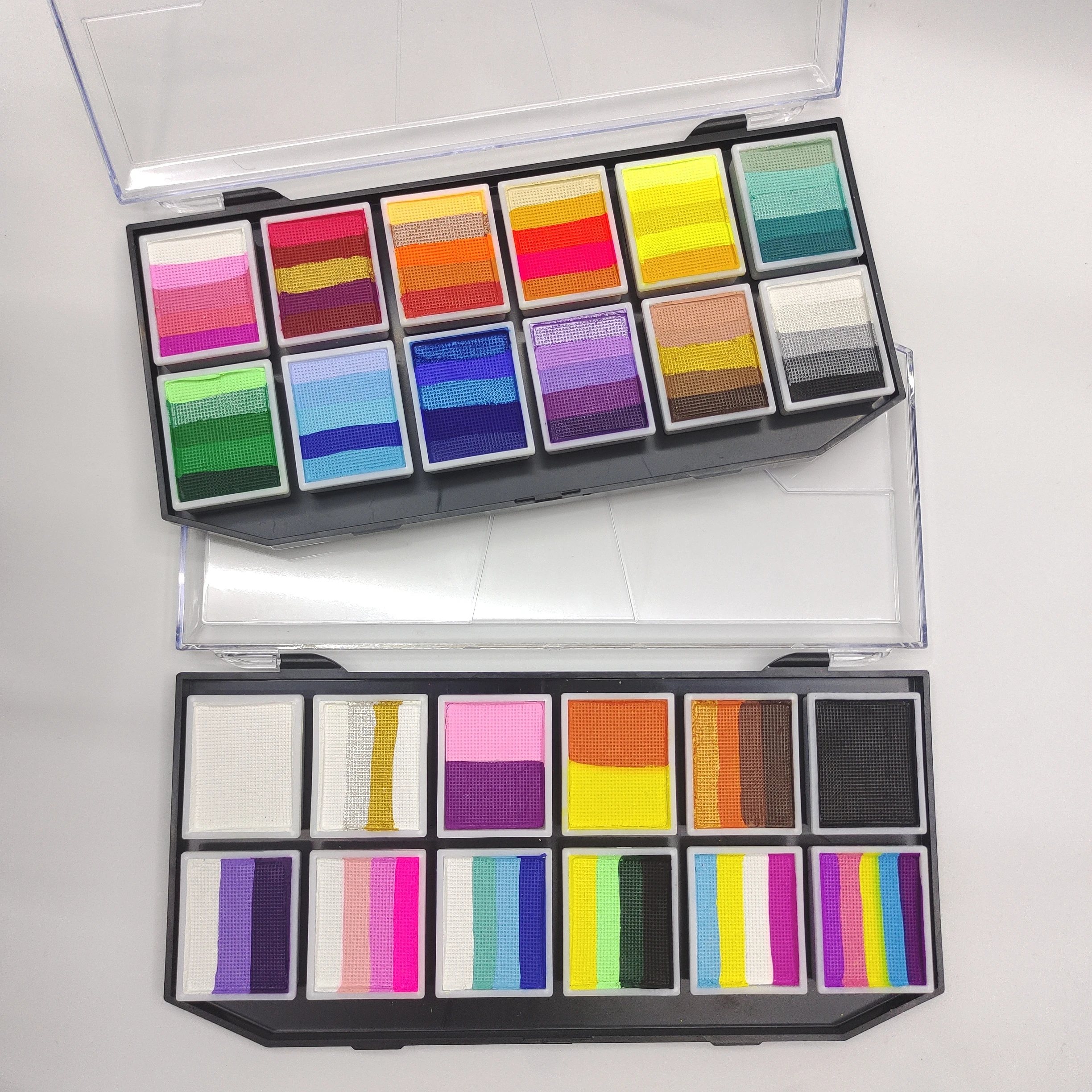 2024 Hot Selling Split Rainbow Cake Paint Face Paint Palette professional water based paint cosmetic rainbow palette for kids