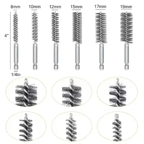 AutoErizo 8-19mm Auto Cleaning Brush Rust Cleaner Washing Polishing Tools Wire Tube Machinery Cleaning Brush
