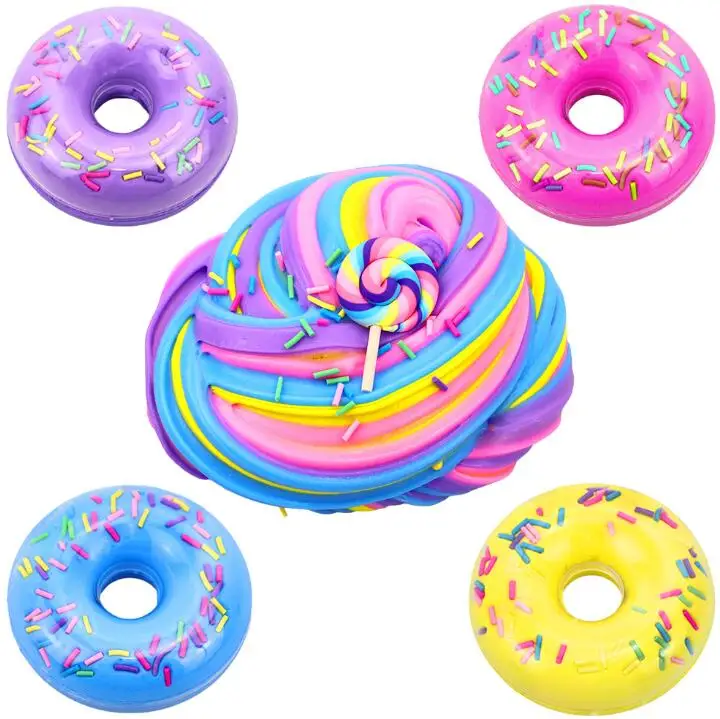 4pcs/set Doughnut Cotton Slime Sprinkles Charms Cloud Slime Soft Putty Slime Kiting