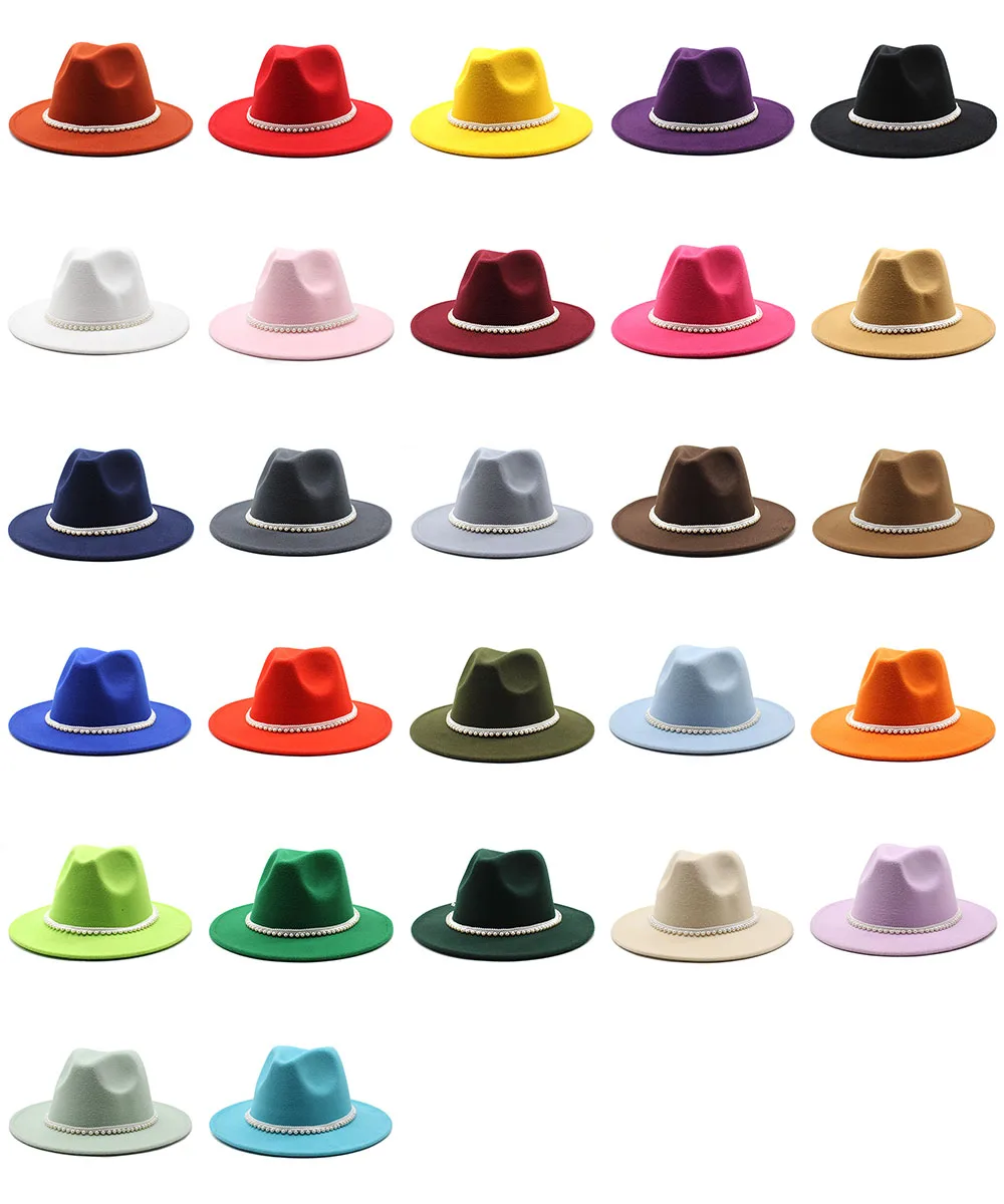 new winter burgundy fedora hats women wholesale felt hats ladies custom made wool felt wide brim fedora hat with pearls