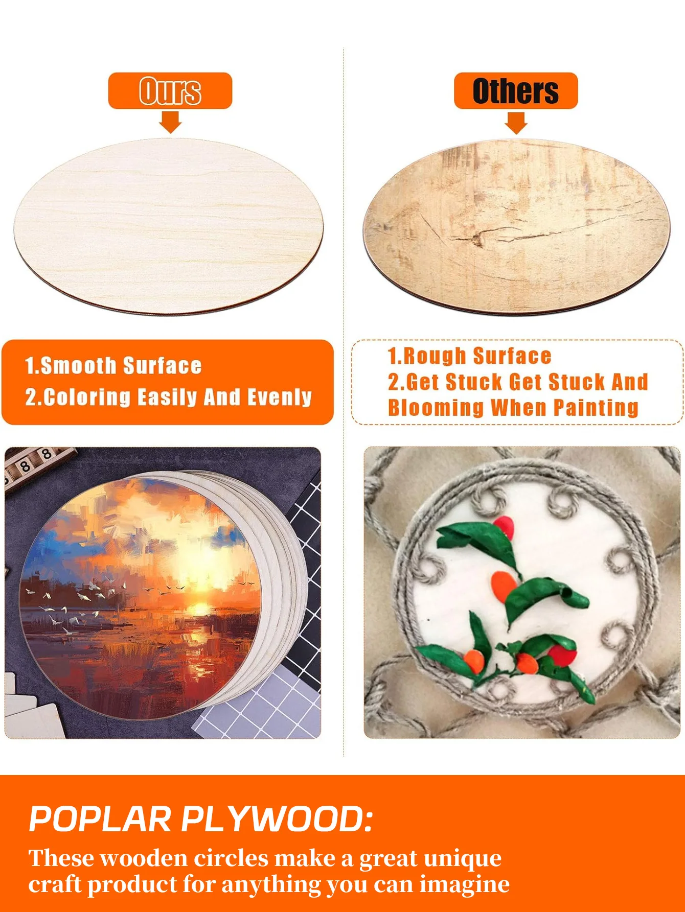 5pcs 30 cm round Wooden Crafts Door Hanging Sign Blank for Wreath Board Painting Holiday Decoration Stand Included