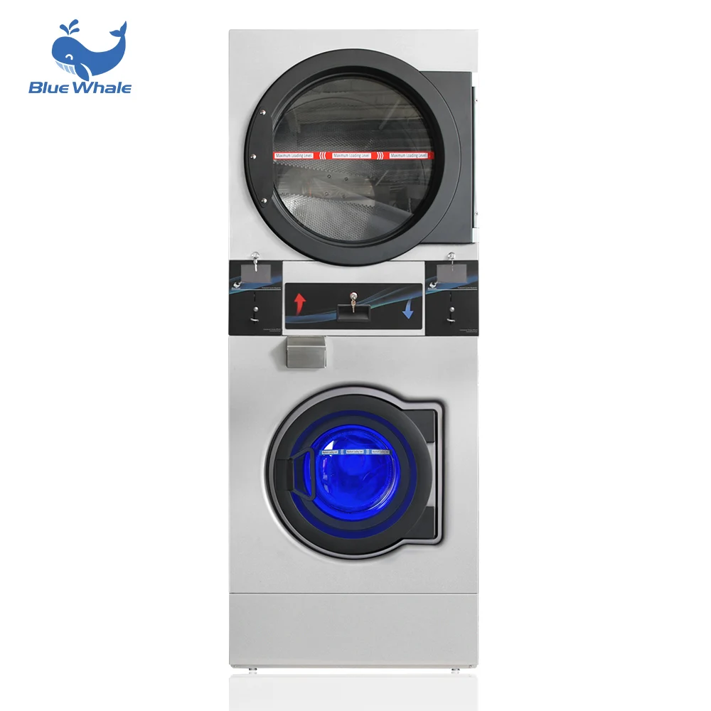 Stainless Steel Stacked Washer And Dryer With Intelligent Display Coin Operated Cheap Washing Machine With Dryer Set