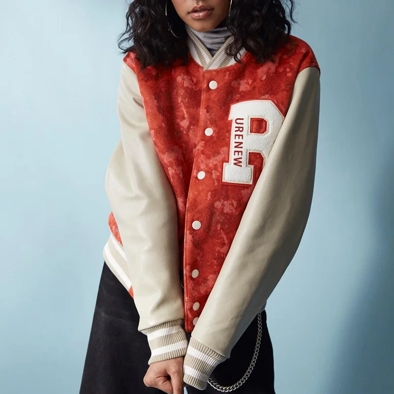 Varsity Jackets Winter Custom Logo Cool Style Fleece Baseball Bomber Leather for Men Slim Corduroy Fabric Winter Clothing O-neck