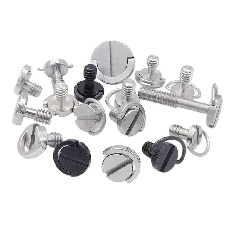 Stainless Steel 1/4 3/8 Inch Metric Flat Head Slotted C ring D ring screw Camera Tripod Monopod Quick Release Screw for Camera