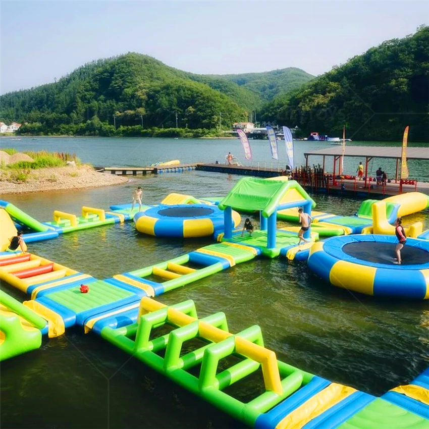 High-Quality Inflatable Water Sports Park with Floating Obstacle Course Water Polo and Basketball Games