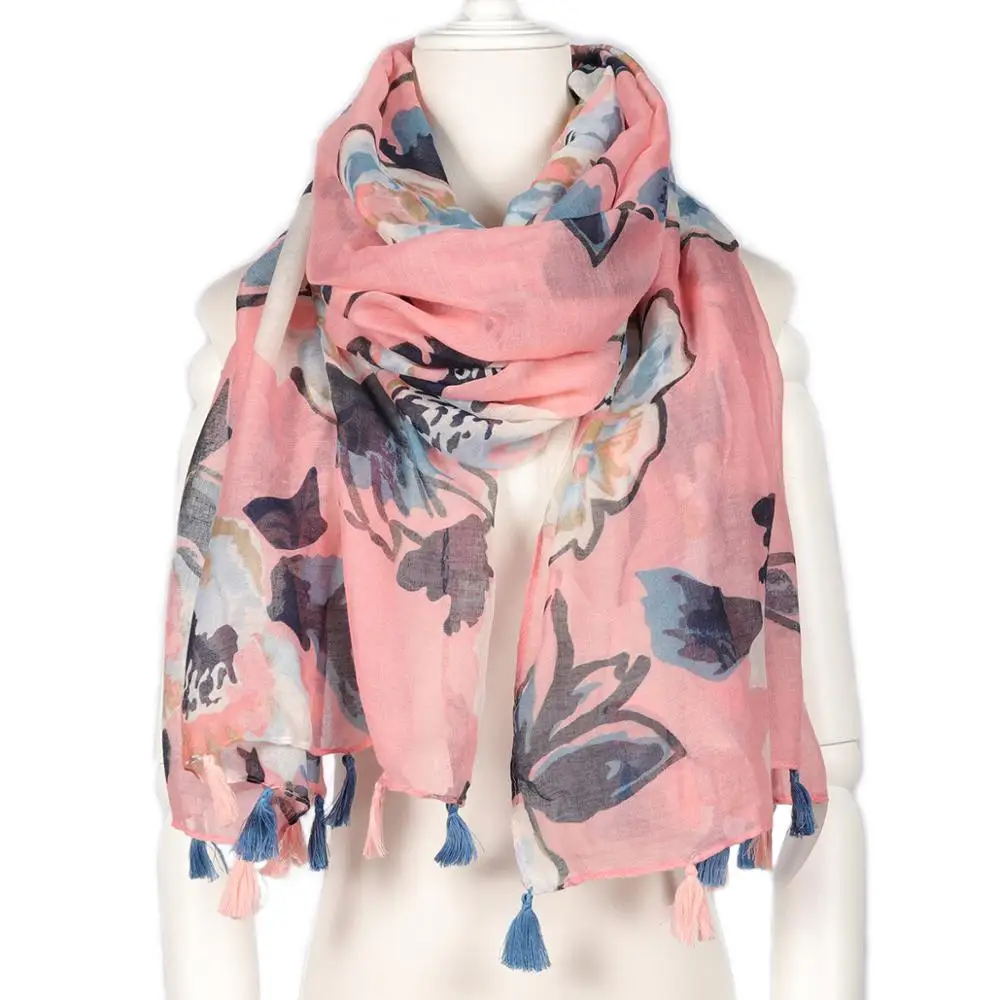 New Azetec Multi Color Stripes Printed Polyester Cheap Soft Voile Shawl long Scarf