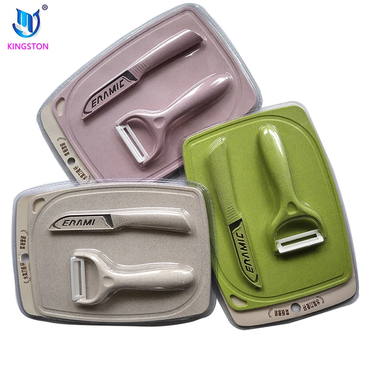 wheat straw fruit knife and plastic cutting board suit in home products