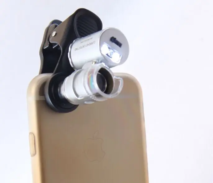 60x LED UV Illuminated Mini Pocket Microscope for Mobile Phone with Clip (BM-MG8050)